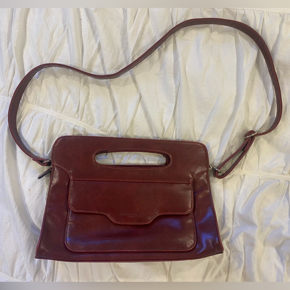 Vintage Nygard Burgundy Wine Convertible Crossbody Shoulder Bag